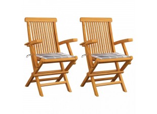 Záhradná stolička 2 ks teak / látka Dekorhome