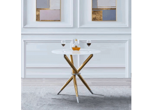 Jedálenský stôl DONIO 80 cm biela / zlatá