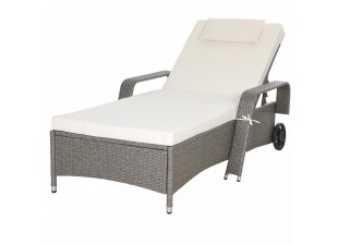 Ratanové lehátko D94202 sivá / krémová Dekorhome